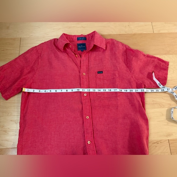 Faconnable mens linen red Casual Button Down Shirt breathable lagenlook resort - Picture 4 of 7